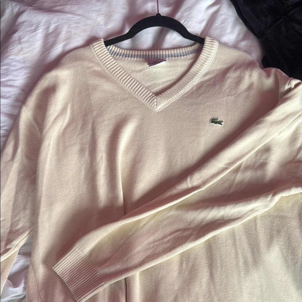 Lacoste Men's Cream V-Neck Sweater